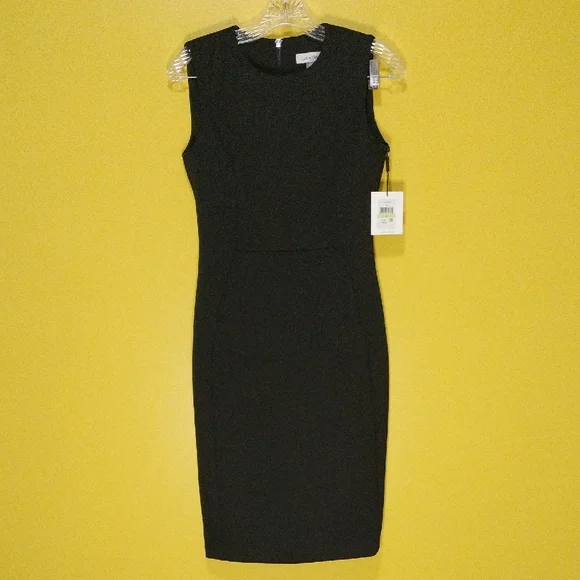 knee length dresses for ladies Calvin Klein Black Floral Faux Wrap LS Midi Dress